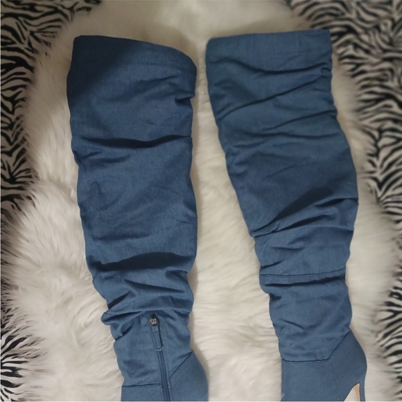 Forever 21 denim Knee-High Boots - Picture 3 of 10